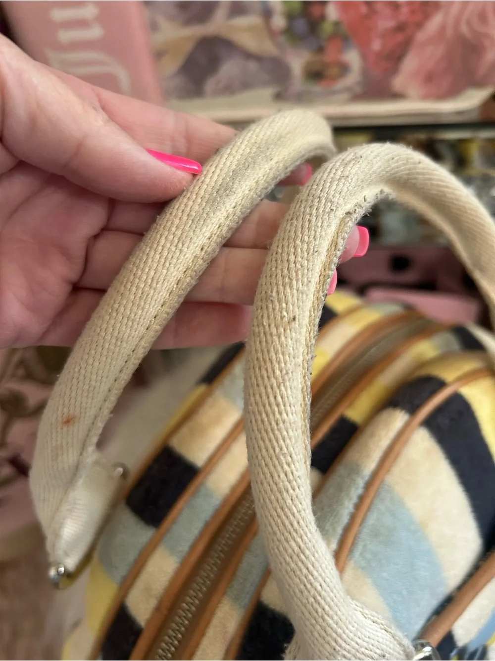 Rare Y2K Vintage Juicy Couture Colorful Striped Terry BEE Bowler Satchel Bag 🐝
